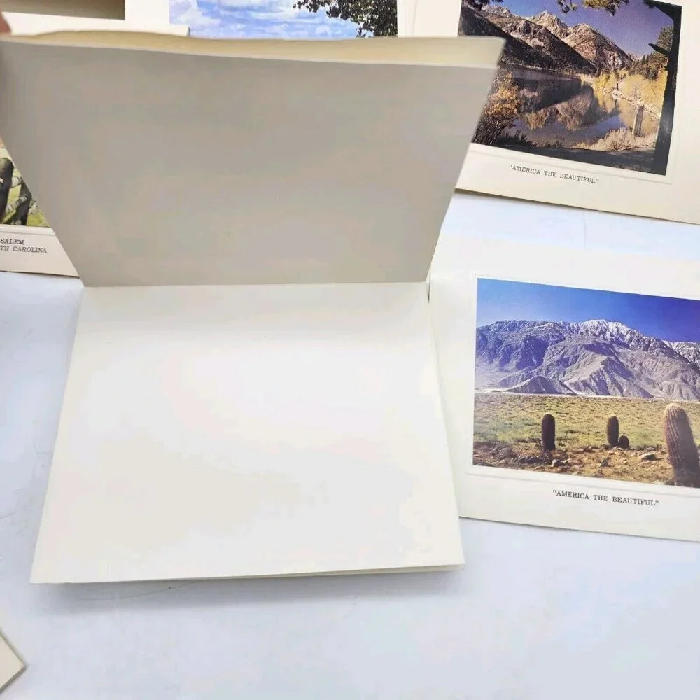 Vintage America The Beautiful 10 Embossed Color Photo Blank Note Cards Envelopes